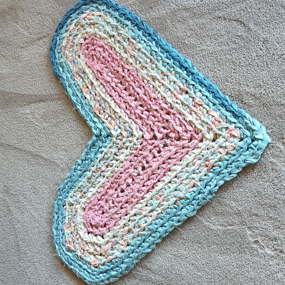 Hand crocheted heart rug